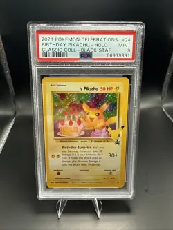 Pokemon Celebrations Birthday Pikachu #24 Holo Classic Collection PSA 9 - Image 1