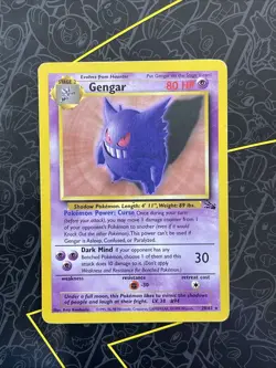 Pokemon Gengar Fossil Non Holo Rare 20/62 1999 - Image 1