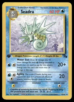 2# Pokemon Cards Seadra 42/62 1ST EDITION Fossil Uncommon - Image 1