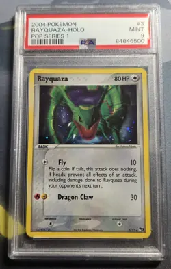 2004 Rayquaza 3/17 Pop Series 1 Cosmos Holo W/SWIRL Pokemon PSA 9 Mint - Image 1