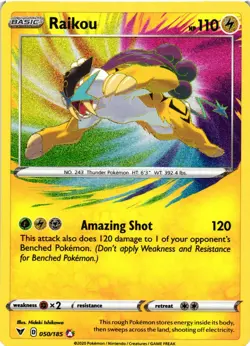 Pokemon TCG Raikou 050/185 Vivid Voltage 2020 Amazing Rare NM - Image 1