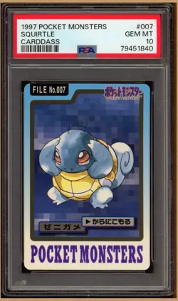 Pokemon 1997 Japanese Bandai Pocket Monsters Carddass No. 007 - Squirtle PSA 10 - Image 1