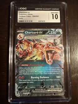 Pokemon 2024 Charizard EX Ultra Rare Holo Card #054/091 Paldean Fates CGC 10 - Image 1