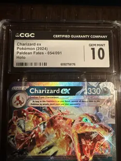 Pokemon 2024 Charizard EX Ultra Rare Holo Card #054/091 Paldean Fates CGC 10 - Image 3