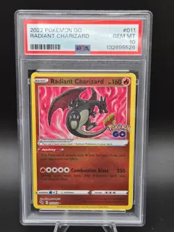 2022 Pokemon SWSH Pokemon GO Radiant Charizard #011/078 PSA 10 - Image 1