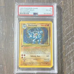 Pokemon TCG Machamp Holo 1st Edition PSA 6 #8/102 1999 Deck Exclusive - Image 1