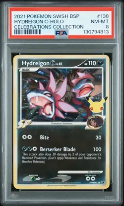 2021 POKEMON SWSH BLACK STAR PROMO CELEBRATIONS COLL #138 HYDREIGON C-HOLO PSA 8 - Image 1