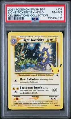 2021 POKEMON SWSH PROMO CELEBRATIONS COLLECTION LIGHT TOXTRICITY-HOLO PSA 8 - Image 1