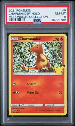 PSA 8 Charmander Holo 2021 Pokemon McDonald's Collection 25th #9 - Image 1