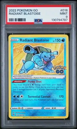 2022 Pokemon Go Radiant Blastoise #018 PSA 9 MINT - Image 1