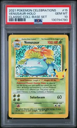 2021 Pokemon Celebrations Holo Venusaur #15 PSA 10 - Image 1