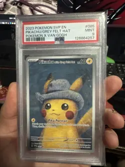 2023 POKEMON SVP POKEMON X VAN GOGH PROMO #085 PIKACHU WITH GREY FELT HAT PSA 9 - Image 1