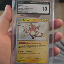 Pokemon TCG Raichu 132/091 SV: Paldean Fates Shiny Rare Holo CGC 10 120 HP - Image 1