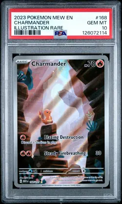 2023 POKEMON MEW EN-151 ILLUSTRATION RARE #168 CHARMANDER PSA 10 - Image 1