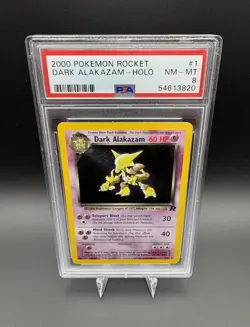 Dark Alakazam Holo 2000 Pokemon Team Rocket #1 PSA 8 NM-MT Vintage Pokemon TCG - Image 1