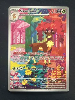 Pokemon TCG Sawsbuck Temporal Forces Illustration Card 166/162 - Image 1
