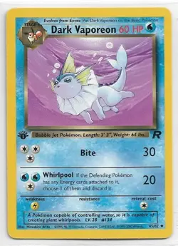Pokemon TCG Card - Team Rocket 45/82 - DARK VAPOREON **1st Edition** NM-MT - Image 1