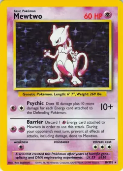 Mewtwo- Holo - 10/102 Base Set - WOTC Unlimited - Pokemon TCG - 1999 - Image 1