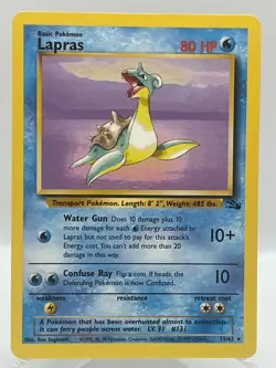 Lapras 25/62 Fossil Unlimited Non Holo Rare WotC 1999 Vintage Pokemon TCG Card - Image 1