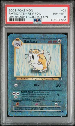 2002 POKEMON LEGENDARY COLLECTION #61 RATICATE-REVERSE FOIL PSA 8 - Image 1