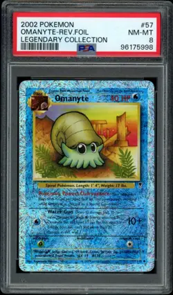 2002 OMANYTE POKEMON LEGENDARY COLLECTION #57 REVERSE FOIL PSA 8 - Image 1