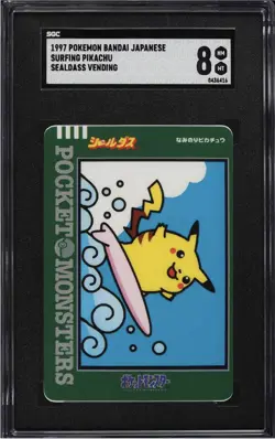 1997 POKEMON JAPANESE POCKET MONSTERS SEALDASS VENDING SURFING PIKACHU SGC 8 - Image 1