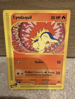 Pokemon TCG Cyndaquil Expedition Base Set, Card 105/165, Regular Common - Image 1