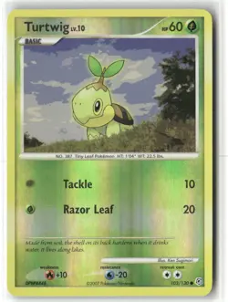 Pokemon Turtwig 103/130 Reverse Holo Diamond and Pearl Common - Image 1