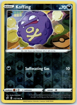 Pokemon - Koffing - 112/192 - Reverse Holo - Rebel Clash - NM/M -New - Image 1