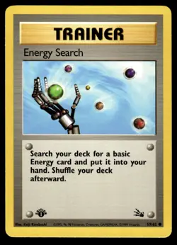 Pokemon TCG Fossil 1st Edition #59/62 Energy Search LP+ - Image 1
