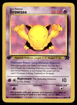 Pokemon TCG Team Rocket 1st Edition #54/82 Drowzee LP+ - Image 1