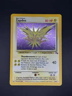 #5 Zapdos 15/62 Fossil 2000 Holo Rare NM WOTC Pokemon Card TCG - Image 1