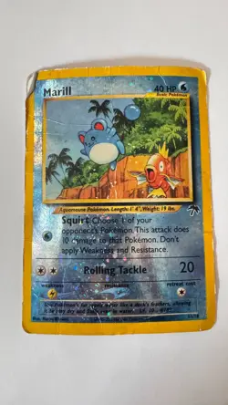 Marill 11/18 Pokemon Reverse Holo Rare Card - Damaged -HP - Image 1