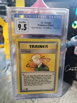 CGC 9.5 Pokemon Card Lt. Surge Gym Heroes 101/132 Regular 1st Edition Rare - Image 1