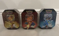 Pokemon Hidden Fates GX Tins Art Set of 3 Sealed Charizard Raichu Gyarados - Image 1