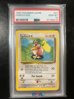 PSA 10 Farfetch'd 27/102 Pokemon Base Set 1999 Non Holo Card - Image 1