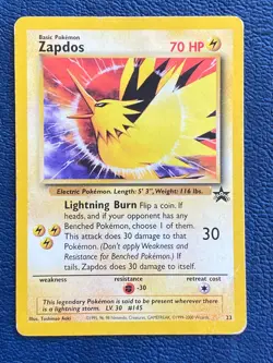 Zapdos 23 promo Vintage WOTC Black Star Promo (1999) Pokemon the Movie 2000 - HP - Image 1