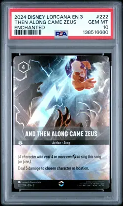 2024 DISNEY LORCANA EN 3-INTO THE INKLANDS #222 AND THEN ALONG CAME ZEUS PSA 10 - Image 1