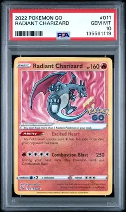RADIANT CHARIZARD #011 PSA 10 • 2022 Pokemon TCG Holo Card Pokemon Go - Image 1