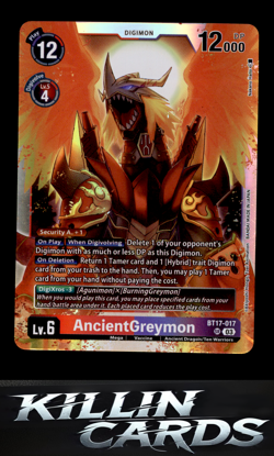 AncientGreymon BT17-017 SR Super Rare Secret Crisis Digimon Card Game Card NM - Image 1