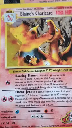 Blaine's Charizard Pokemon TCG Gym Challenge Card #6 Charizard 2000 Vintage - Image 1
