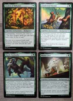 MTG Magic Set of 4 Green Legendary Enchantment Background Commander Legends CLB - Image 1