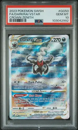 2023 POKEMON SWORD & SHIELD CROWN ZENITH #GG50 FULL ART/DARKRAI VSTAR PSA 10 - Image 1