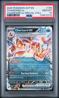 2025 POKEMON SVP EN-SV BLACK STAR PROMO 196 CHARIZARD EX SPECIAL COLL PSA 10 - Image 1