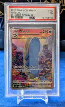 2025 POKEMON JTG EN-JOURNEY TOGETHER ILLUSTRATION RARE #162 WAILORD PSA 7 - Image 1