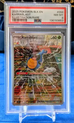 Pokemon TCG - Karrablast - Black Bolt - 094/086 - Illustration Rare - PSA 8 - Image 1