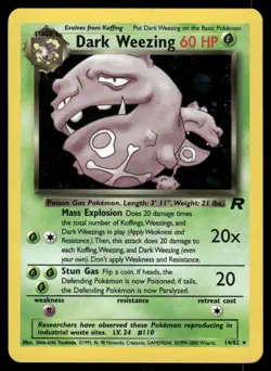 2# Pokemon Cards Dark Weezing 14/82 UNLIMITED Team Rocket Holo Rare - Image 1