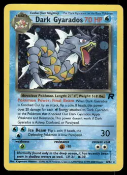 2# Pokemon Cards Dark Gyarados 8/82 UNLIMITED Team Rocket Holo Rare - Image 1