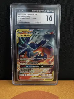 *GEM MINT* CGC 10 Reshiram & Charizard GX 20/214 Unbroken Bonds Pokemon Card tcg - Image 1