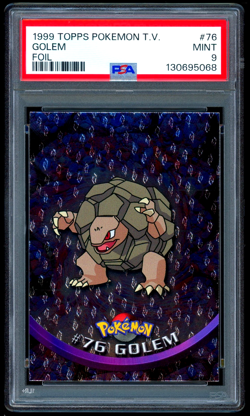 1999 Pokemon GOLEM Topps TV Series 1 Black Logo TEXTURED FOIL Set Card #76 PSA 9 - Image 1